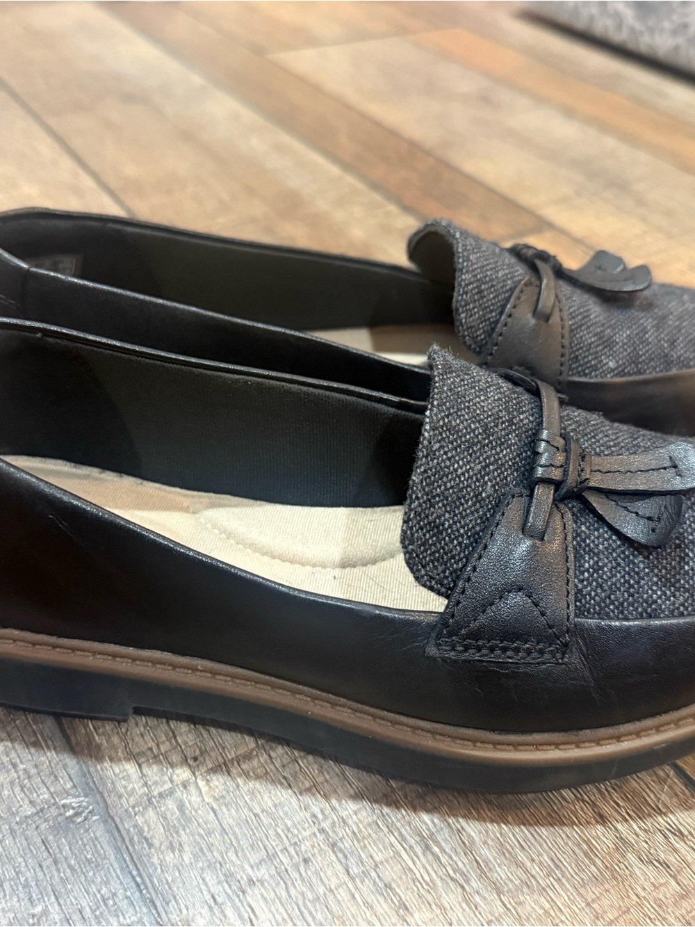 Clarks Black Tassel Loafers for Women